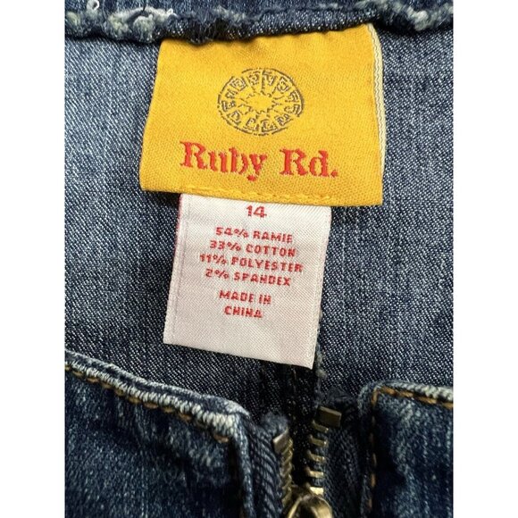 Vtg Boho Denim Jacket Sz 14 Blue Jean Full Zip Embellished Fringe‎ Beads Hippie - Picture 5 of 6